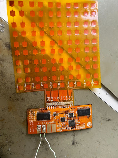 Capacitive PCB layout with sensor grid and RP2040 section